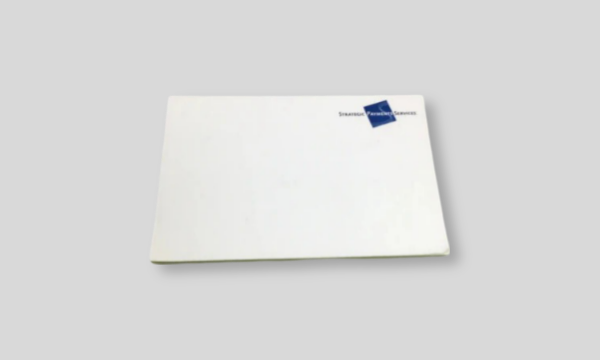 125mm by 75mm sticky pad with 'Strategic Payment Services' logo