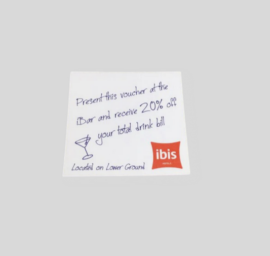 75mm by 75mm sticky pad with 'IBIS' logo